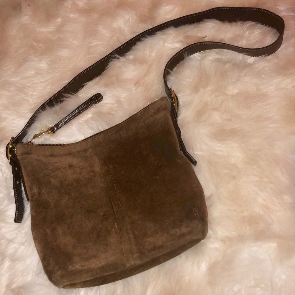 Coach brown suede crossbody/ shoulder purse